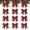 GXFCING 12 Stück Weihnachtsschleifen, Rot Glitzer Schleifen Weihnachtsbaum, Bogen Schleife, Weihnachtsbaumschmuck Schleifen für Weihnachten Party, Weihnachtskranz, Weihnachtsbaum, 15x12cm