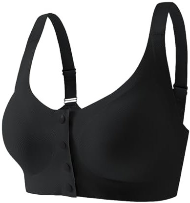 ONEFENG Vorne Verschluss Mastektomie BH,Damen Ohne Bügel BH mit Taschen für Brustprothesen