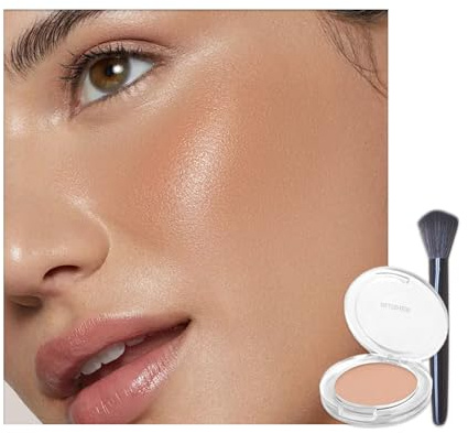 Nude Blushers for Cheeks, Peach Pink Blusher, Blush Powder Palette Korean Makeup with Brush, Natural Glow Blendable Long-Lasting, Smooth Matte Weightless for Women
