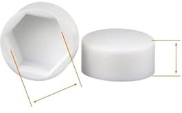 LIUCH Sechskantmutter, flacher Kopf, Kunststoff-Schutzkappe, äußere Sechskantschraube, niedriger Kopf, dekorative Kappe, staubdichte Abdeckung(White,20pcs 21X13XM14)