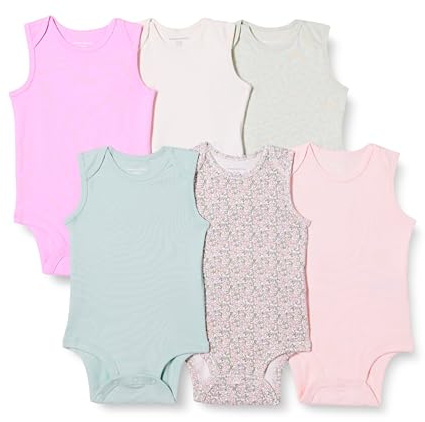 Amazon Essentials Body Senza Maniche in Cotone a Costine, Vestibilità Regolare Unisex - Bambini e ragazzi, Confezione da 6