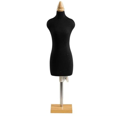 Mann-weibliche Schneiderpuppe, Mannequin-Torso-Tisch-Display-Kleiderständer mit Holzsockel, Modellschneiderpuppe für Display-Design-Nähen Schwarz 1/3 Woman