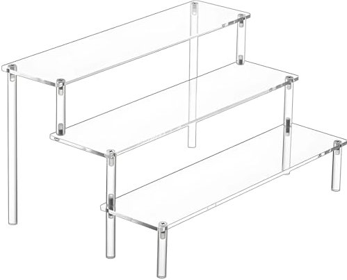 Compact 3-Tier Acrylic Audio Rack with Aluminum Poles, Desktop Stand for Dacs and Amplifiers