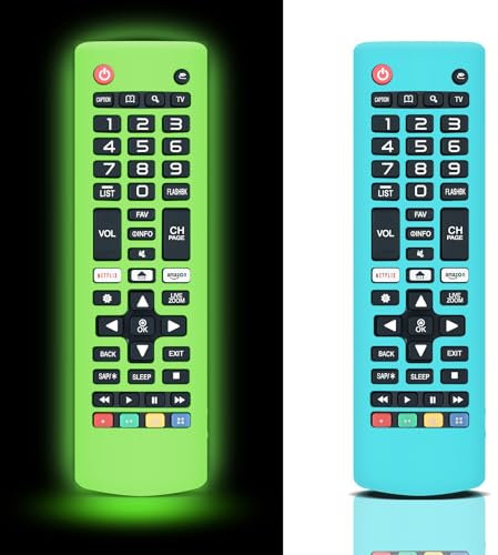 Silicone Protective Case for LG TV Remote AKB75095307 AKB75095308 AKB75375604 AKB74915324 (Glow Green + Blue) - 2 Pack