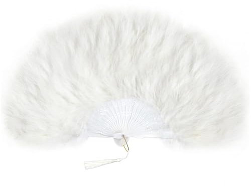 Coucoland Pink Feder Fächer mit Pink Griff Damen 1920s Accessoires Feder Handfächer für Gatsby Cocktail Hochzeit Party Halloween Fasching Karneval Kostüm Zubehör Elfenbein