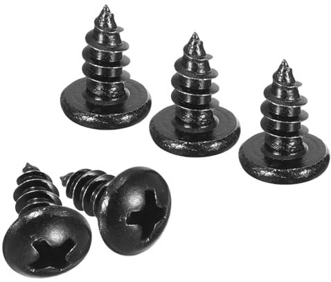 TA-VIGOR 100Pcs Self Tapping Screws, M4 Phillips Pan Head Screw, 8mm Round Head Tapping Screws, Stainless Steel Machine Wood Fasteners Bolts for Wood, Drywall, Furniture, Repairing, Black