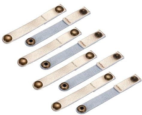 sourcing map Pack of 8 Leather Cable Straps Cord Organizer 90x12mm Portable Cable Leather Clips Golden Earphone Cord Management for Cable, Wire