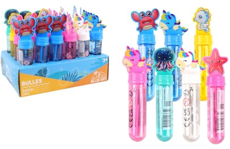 BLUE SKY - Confezione da 24 Mini Spade a Bolle - Bolle di Sapone - 049365PA - Modello Casuale - Plastica - Giocattolo per Bambini - All'aperto - Compleanno - Bacchetta a Bolle - 14 cm - 3 anni