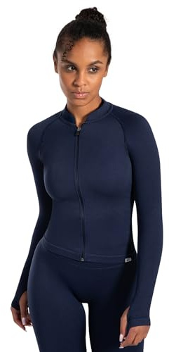 SMILODOX Trainingsjacke Damen Revia, Slim Fit Laufjacke mit Stehkragen & Daumenöffnungen, Fitness Oberteil, elastisches Funktionsmaterial, Sportjacke für Workout, ideal für Sport, Yoga & Alltag