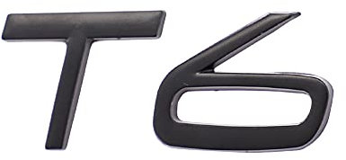 T6 Emblem 3D Metall Abzeichen Auto Motorhaube LKW Tür Seite Kotflügel Kofferraum Emblem Aufkleber Aufkleber für Volvo XC60 S60 V60 Polester (Schwarz)