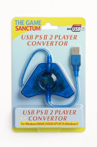 The Game Sanctum Adaptateur de manette PS2 vers USB – Convertisseur double port pour PlayStation 2 vers PC | Prend en charge les vibrations et l'analogique