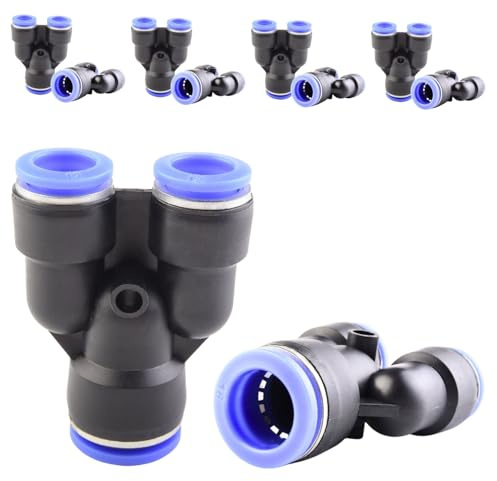 ANGEEK 10 Stück 16-12mm 3 Wege Y-Verbinder mit variablem Durchmesser, pneumatische Steckverbindung, 3 Wege Kunststoff Schnellspanner,Push to Connect Fittings, Luftleitungsadapter