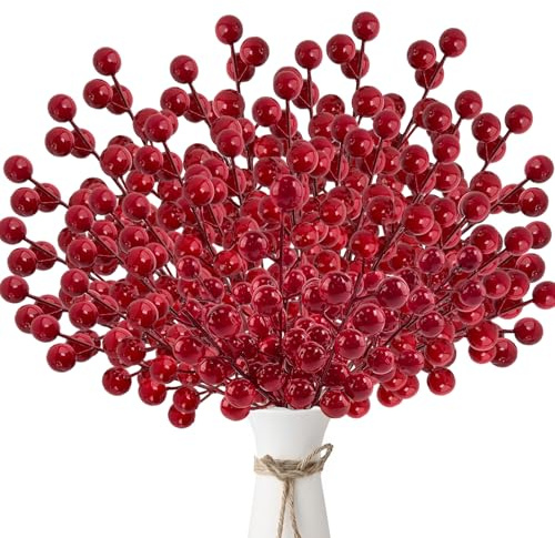 ZWLIYCHN Christmas Berries 40PCS, Artificial Red Berries 21cm for Wreath, Handicrafts, Christmas Tree, Home, Gift, Autumn Decoration