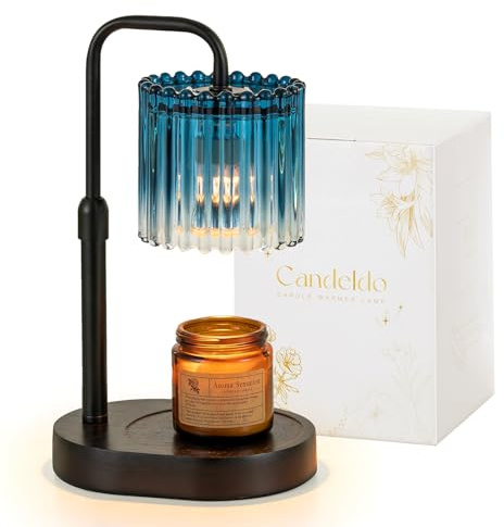 Candeldo Blue Candle Warmer Lamp with Timer, Birthday Gifts for Women Mum | Wax Melt Lamp, Height Adjustable, Dimmable, Gift for Her, House Warming, Birthday Present, Modern Home Decor, with 2 Bulbs