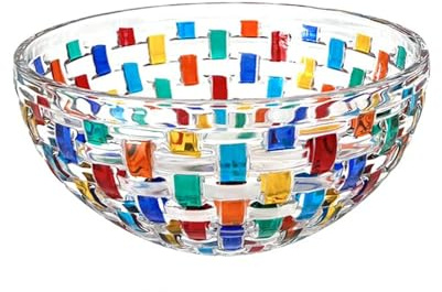 Puremagics Grand saladier peint à la main en cristal coloré, diamètre 20,3 cm. Bol décoratif en verre pour la maison, le bureau, la décoration de mariage, les fruits, les collations, les desserts, le
