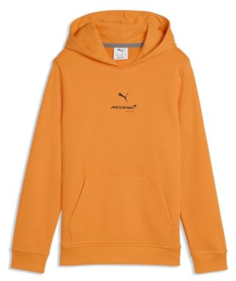 PUMA McLaren F1 Kinder Essentials Hoodie - Orange | Gerippte Manschetten und verstellbare Kapuze mit Kordelzug, McLaren Racing und PUMA-Branding, Offiziell lizenziert