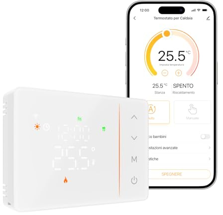EZAIoT Cronotermostato WiFi a Batteria per Caldaia Gas, Termostato Smart Scatola 502/503, Programmazione 7 Giorni su 6 Livelli, Contatto NO/NC, Alexa/Google Assistant, App Tuya, 2.4GHz, Bianco