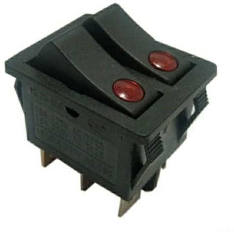 Minhe Interruttore a bilanciere a 6 pin, 16 A, 250 V, 125 V, doppia luce, per barca e uso industriale, pulsante ON-OFF con doppio indicatore luminoso, compatto, 3,1 x 2,5 cm, nero/grigio (nero)