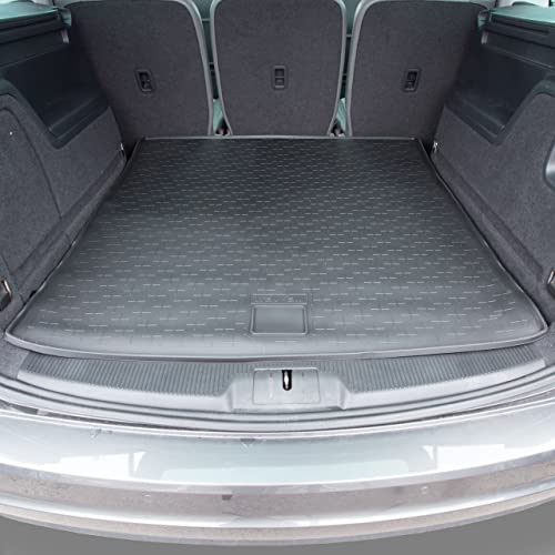 Travall Kofferraummatte Kompatibel mit Volkswagen Sharan (2010-2015) Autospezifischer Kofferraumwanne Hundefreundlicher Kofferraumschutz wasserdichte Schwarze Gummi-Allwettermatten