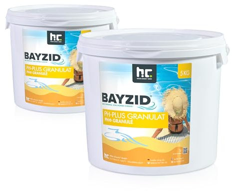 BAYZID® pH Plus Granulé – 2 x 5 kg (10 kg) pour Augmenter Le pH de l’Eau de Piscine – Dissolution Rapide, Facile à Utiliser
