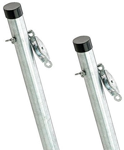 WatsonLok 2.4m Twin Pack Galvanised Cleat & Pulley Washing Line Clothes Post