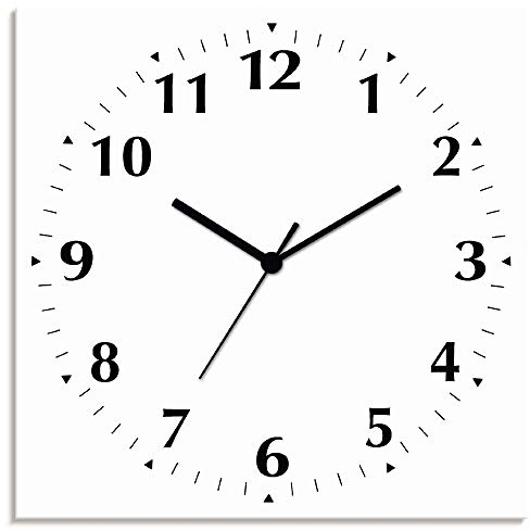 ARTLAND Wanddeko Wanduhr ohne Tickgeräusche Alu Funkuhr 30x30 cm Quadratisch Lautlos 12 Ziffern Farbig Schlichtes Design Weiß S7KH