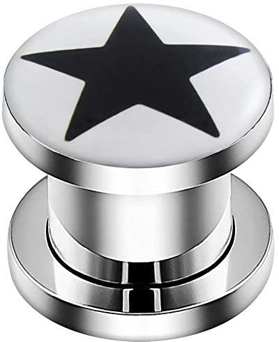Monster Piercing 00-Gauge - 10MM Schwarz Sterne Logo 316L Chirurgische Stahlschraube passen Gauge Fleisch Tunnel Ohrenpiercing