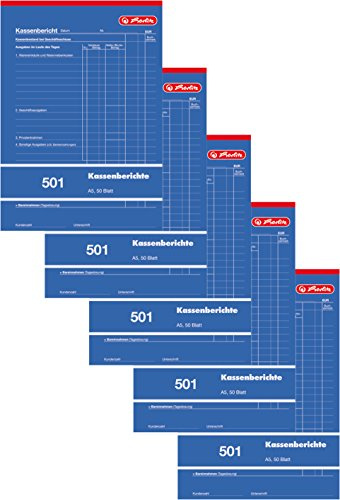 Herlitz Kassenberichtsblock A5, 5 St?ck, 50 Blatt