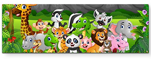Paul Sinus Art Leinwandbilder | Bilder Leinwand 120x40cm Wilde Tiere im Dschungel – Cartoon