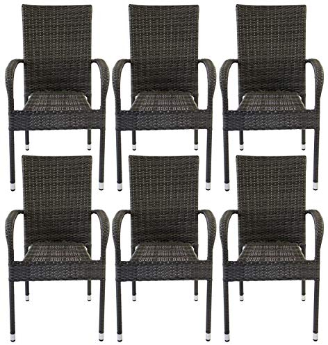 Avanti Trendstore - Agordo - 6er Set stapelbare Stühle aus Polyrattan, witterungsbeständig und robust. Ideal für den Garten oder Terrasse.Maße: BHT 56x94,5x62 cm (6er Set)