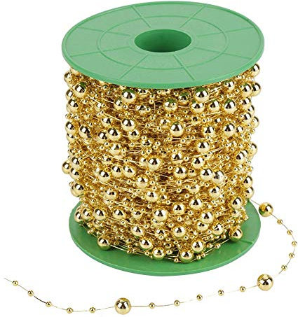 60 m/rotolo Perline Copricapo Perline Ghirlanda di nozze Perle finte Perle per la decorazione domestica Ciondolo per matrimoni(d'oro)