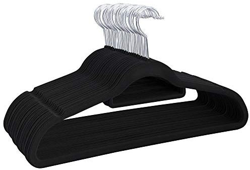 Yaheetech 100 Grucce Appendiabiti Salvaspazio con Velluto Antiscivolo per Cappotti Camicie Giache Pantaloni Cravatte Nero