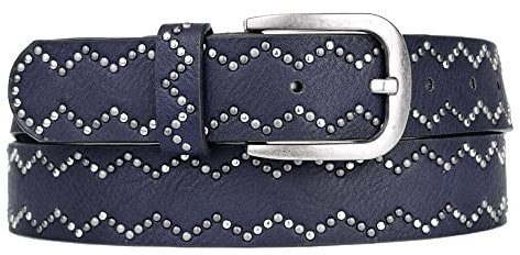 Zakatte • Damen Nietengürtel aus Kunstleder bis 105 cm BS033 (Blau, 85 cm)