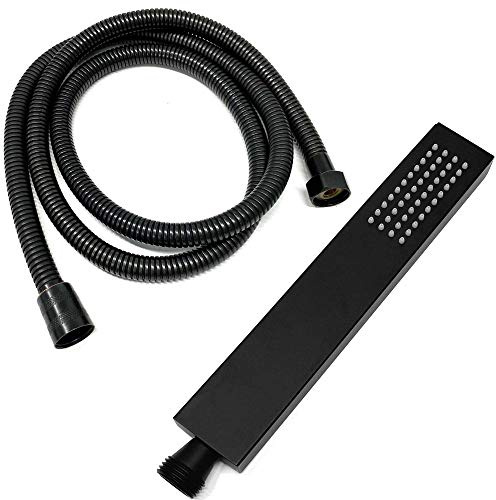 Set Duschkopf mit flexiblen Duschschlauch 1,5m Schwarz Duschset Handbrause Brauseschlauch Schlauch Brausekopf mit Antikalknoppen