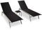 Benkeg Tumbonas con Mesita 2 Unidades Acero y Textilene Negro, de Sol para Jardín, de Exterior, Patio, Porche o Piscina