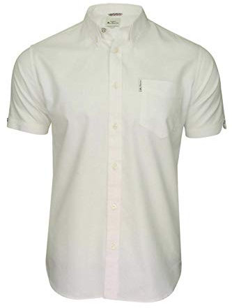 Ben-Sherman Mens Short Sleeve Button Down Collar Oxford Shirt 59140 - White