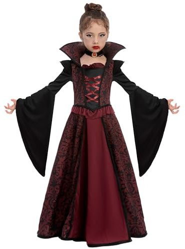 Spooktacular Creations Royal Vampire Costume Set for Girls Halloween Dress Up Party, Role-Playing, Carnival Cosplay, Vampire-Themed Party (Small (5 – 7 yrs))