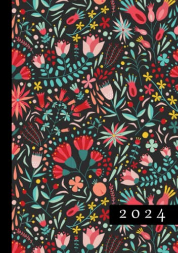 2024: A5 Kalender Planer | 1 Woche auf 2 Seiten | Jan - Dez Wochenplaner | Kalenderbuch Terminkalender Organizer Wochenkalender Terminplaner Buchkalender Jahresplaner Taschenkalender | Floral Muster