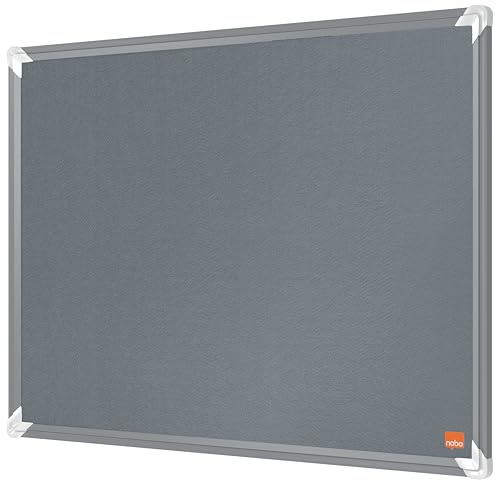 Nobo Filz-Notiztafel, 45 x 60 cm, Aluminiumrahmen, Traditionelle Eckmontage, Premium Plus, Grau, 1915194