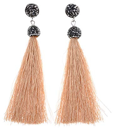 YAZILIND Bohemian Ohrringe Mode lange Quaste Anhänger baumeln Ohrring Frauen Mädchen Ohrschmuck Geschenk Beige