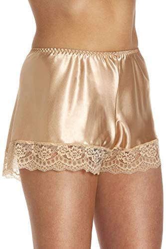 undercover lingerie Pigiama da donna in raso e pizzo con canotta e mutandine francesi, Mutandine Francesi - Oro, 22-24