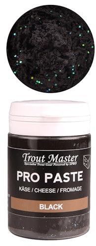 Trout Master Forellenpaste zum Forellenangeln 60g Pro Paste Teig, Farbe/Aroma:Black Glitter/Käse