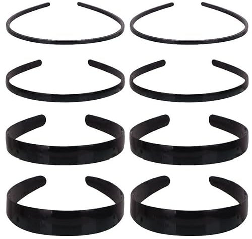 Bandeau en Plastique 8 Pièces Bandeaux de Peigne à Dents Bandeau Large en Plastique Bandeau Serre-TêTes en Plastique Bricolage Bande de Cheveux pour DIY Accessoires de Cheveux de Femme Fille Noir
