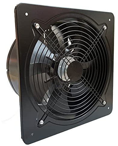 ECUTEE 250 mm Exhaust Axial Fan 100 W 1850 m³/h 10 Inch for Kitchen Bathroom Office Workshop Factory Industrial Metal Wall/Ceiling Extractor (Plate Size: 300 × 300 mm)