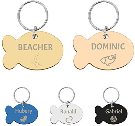 CAMAL Chapa Perro Grabada Acero Inoxidable, Placas Identificativas Perros Personalizables, Placa Perro Grabada para Collar Perro Gato, Redondo, Hueso, Corazón, Varias Formas y Tamaños Disponibles
