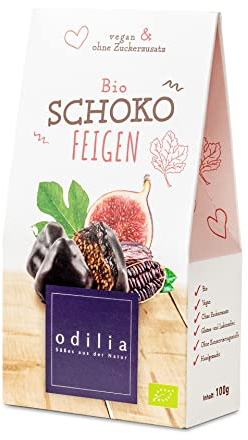 Odilia Bio Schoko Feigen 100g | Saftige Feigen in zarter Schokolade | Vegane & glutenfreie Nascherei | Ohne raffinierten Zucker | Mit Datteln gesüßt | Made in Germany