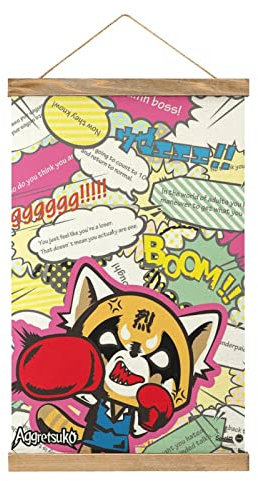 Magnetische Schriftrolle Aggretsuko Anime Kleiderbügel Poster DIY Wand Stoff Dekor Hängende Gemälde Rahmen Kit Halter Für Wohnzimmer