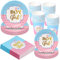 Amycute 100 Pcs Piatti Kit Gender Reveal Party Boy Or Girl Tovaglioli Piatti e Bicchieri Carta per Feste Compleanno, Baby Shower