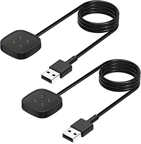 2Pack Charger Cable for Fitbit Versa 3/4 & Sense 2, USB Charging Cable & Dock Stand 3.3ft+3.3ft