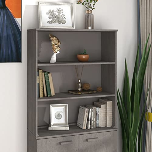 Yongdu Aufsatz für Highboard, Aufsatz für Wohnzimmerschrank, Aufsatz für Vitrinenschrank, Aufsatz für Sideboard Wohnzimmer, Hellgrau 85x35x100 cm Massivholz Kiefer